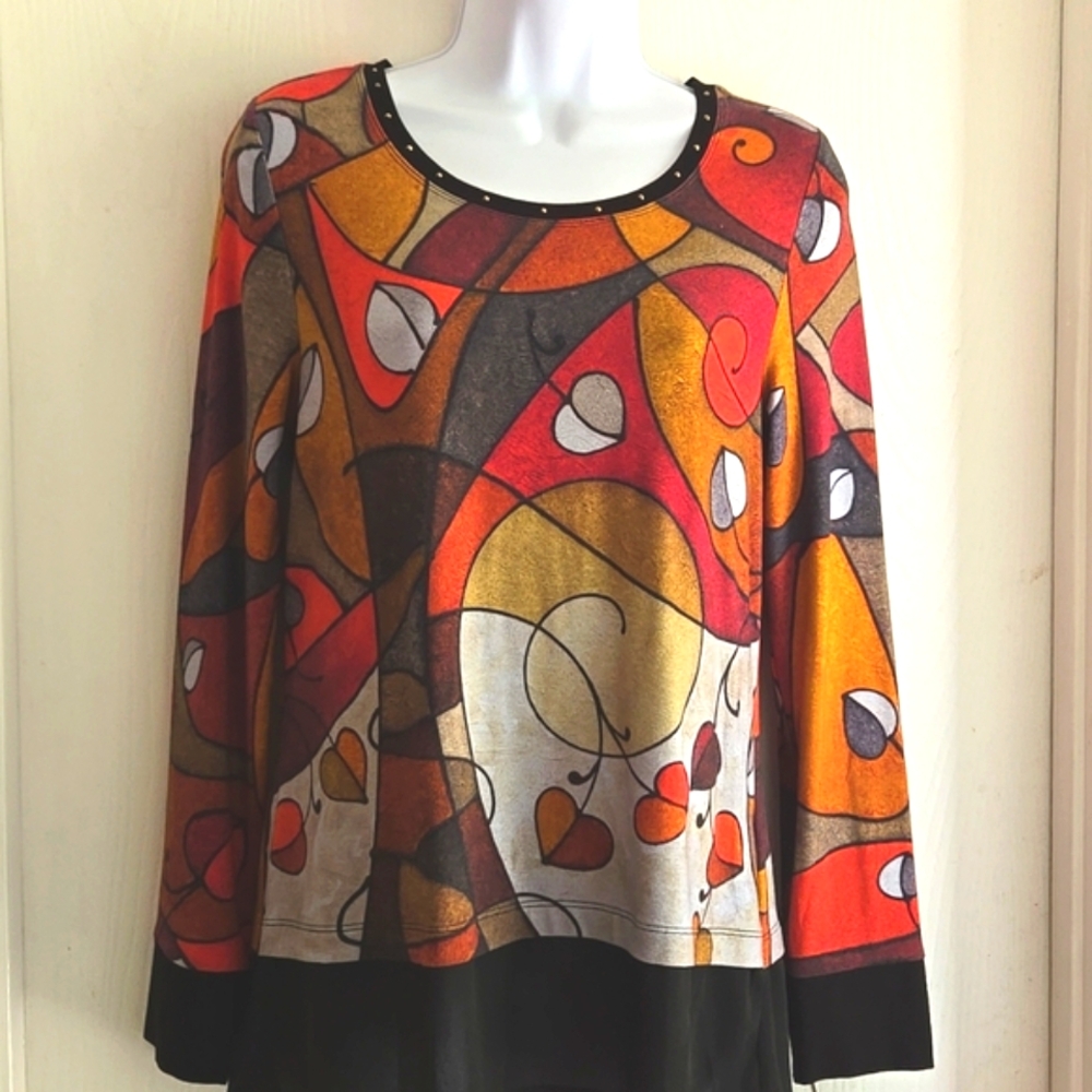Dolcezza Simply Art | Heart Leaves Abstract Tunic Top * NWT - Picture 9 of 12